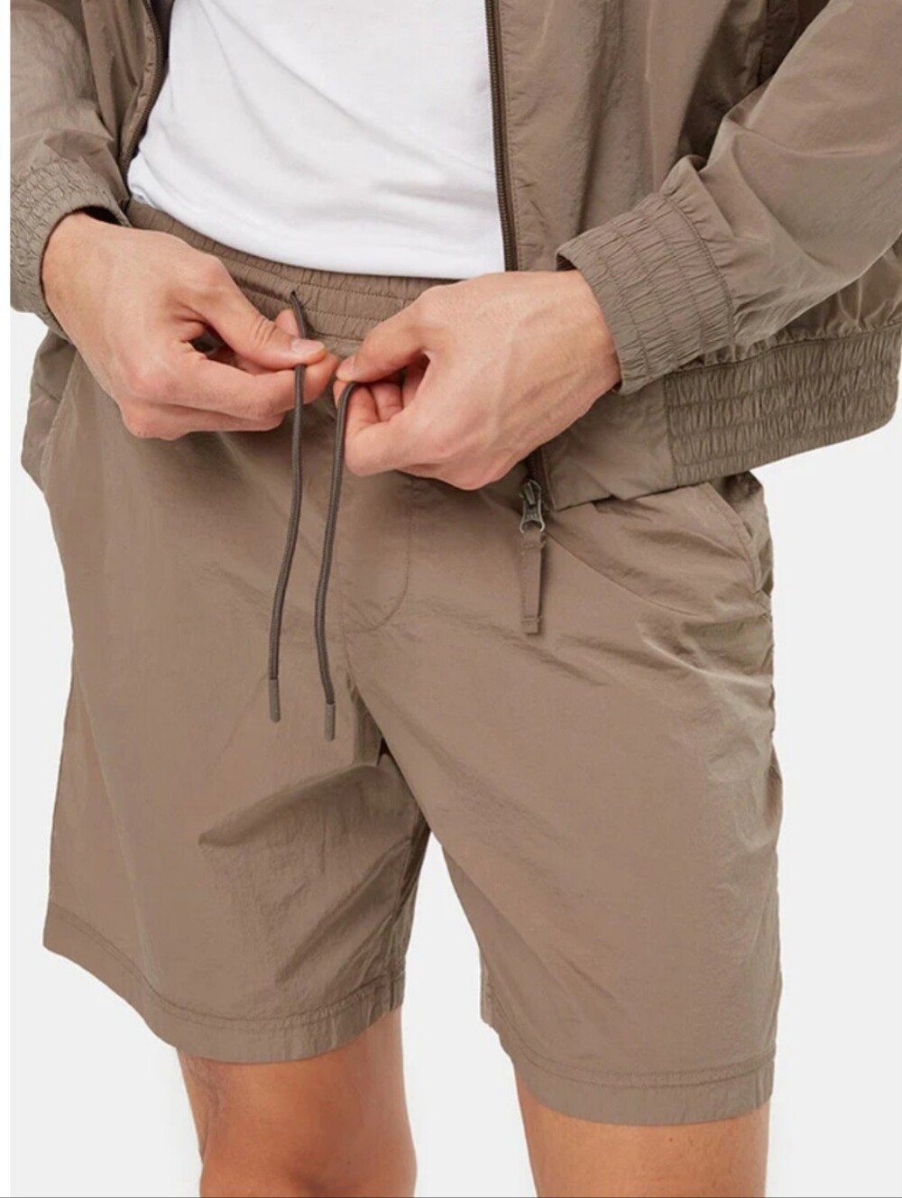 Tentree Recycled Nylon Unlined Drawstring Shorts Tan - Size XL x 7" Inseam
